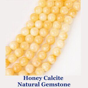Honey Calcite Natural Gemstone Beads. 15" strand